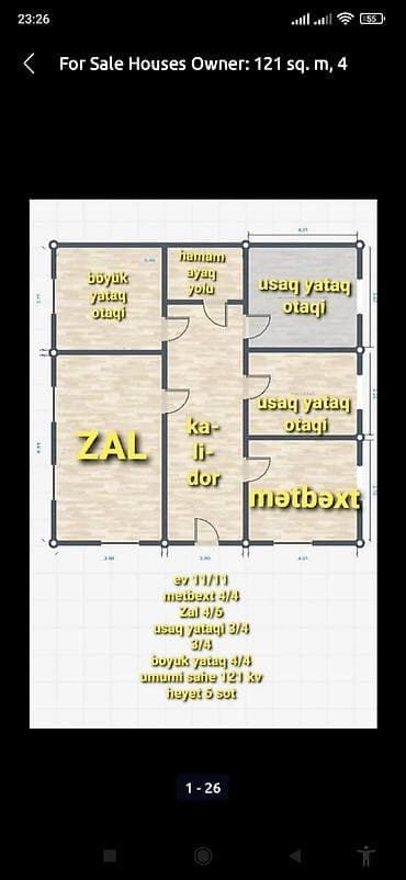 Sumqayıt, 121 kv. m, 4 otaqlı, Qaz, İşıq, Su