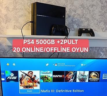 PS4 500gb az işlənmiş, zavod plombu üzərində, 2 pult, yaddaşında