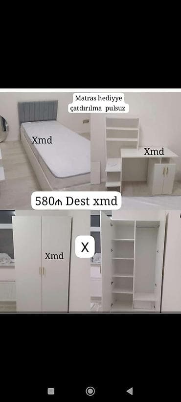 Uşaq/yeniyetmə otağı üçün mebel dəsti Tərkibi: - Tək nəfərlik çarpayı