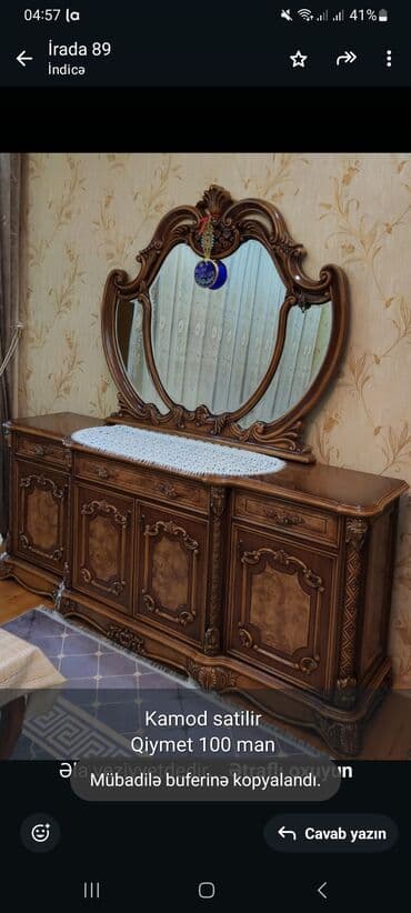 спальня из дерева: Kamod satilir Qiymet 100 man Əla veziyyetdedir Unvan;Ehmedli 8586 K — 1