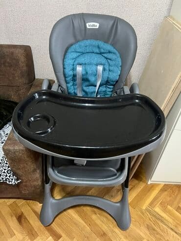 qidalandırmaq üçün uşaq stul yelləncək: Uşaq yemək stulu – Kidilo - Rəng: boz-qara gövdə, mavi iç oturacaq. - — 3