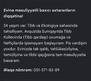mebel ustasi axtarilir: Evinə məsuliyyətli baxıcı axtaranlar üçün xidmət! • 34 yaşlı, Tibb və — 1