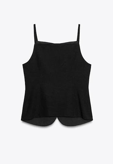 stringer alt geyimi: Qadınlar üçün qara top – minimal və zərif - Model: nazik askılı — 2