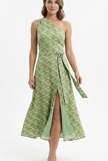 don: Yaşıl çiçəkli birqol (one-shoulder) qələbə donu M razmer - Rəng və — 1