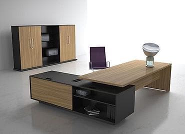 Müasir ofis mebel dəsti - İcraçı masa: Təbii ağac teksturalı üst səth — 1