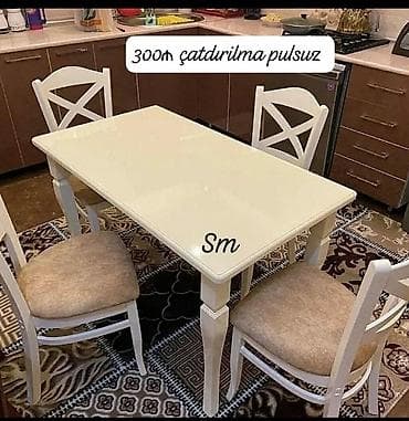 tabletka stul: Mətbəx üçün, Yeni, Açılmayan, Dördbucaq masa, 4 stul — 5
