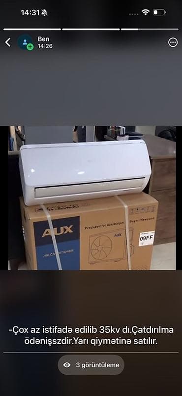 ev ucun kondisaner: AUX divar tipli kondisioner (split sistem) - Model: 09FF (qutuda qeyd — 1