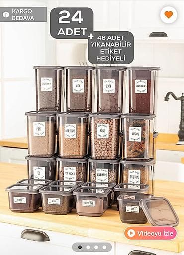 Qab-qacaq və mətbəx ləvazimatları: Mətbəx qida saxlama qabları 24 ədəd, birinin qapağında və özündə sınıq — 3