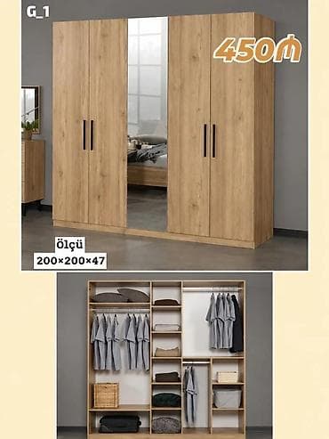 skaf: G_1 model paltar dolabı - Ölçü: 200 × 200 × 47 sm - Korpus və — 1