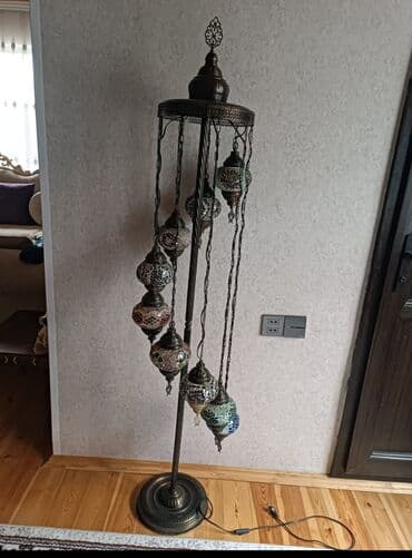 электрический кабель: Şərq üslublu mozaika şüşəli floor lampa - Dizayn: Tunc rəngli metal — 2