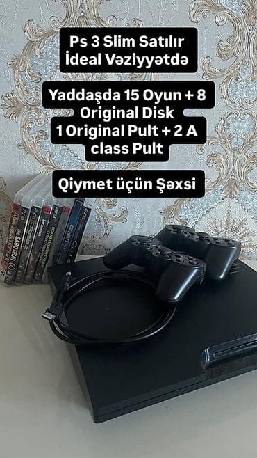 iphone se 2020 bakida: PS3 Slim oyun konsolu satılır. Xüsusiyyətlər və komplekt: - Yaddaşda — 1