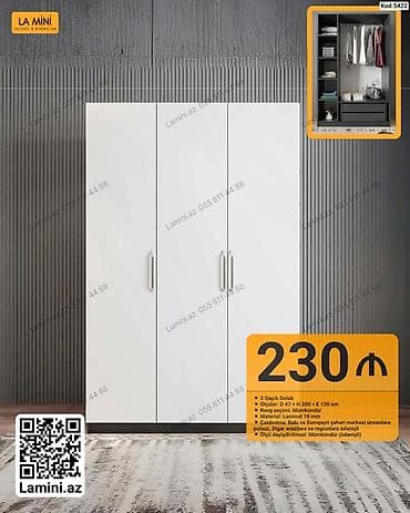 LA MINI 3 qapılı dolab - Ölçü: D 47 × H 200 × E 120 sm - Rəng seçimi — 1