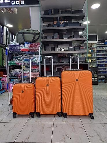 Çamadanlar: Sərt korpuslu narıncı çamadan dəsti – 3 ölçüdə - 3-lü set: kabin — 1