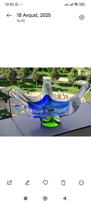 aksesuar qabi: Murano üslublu bədii şüşə meyvə qabı/dekor qabi - Material: tam şüşə — 1