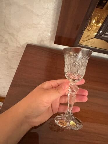 nerj qablar: Qədəhlər, rəng - Ağ, Xrustal, 6 ədədli dəst, Çexiya — 2