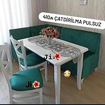 tabletka stullar: Mətbəx/qonaq otağı üçün masa dəstləri Variant 1: Masa + 2 stul + künc — 2