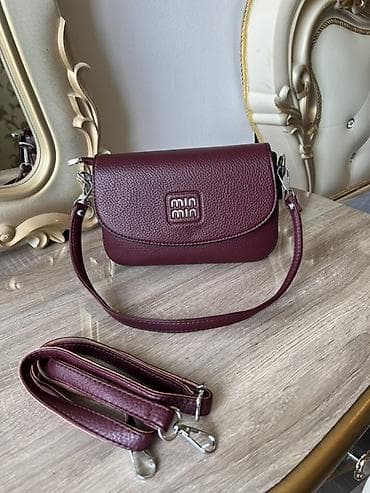 MinMin brendi çiyin çantası – bordo rəng - Material: toxumalı