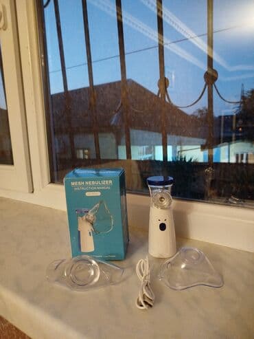🔴 YENİ 🔴 Portativ mesh nebulizer, ağ və mavi rəngdə, müxtəlif nəfəs