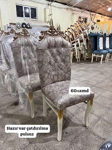 velosiped sekilleri: Mətbəx və qonaq otağı üçün klassik dizaynlı yumşaq stullar - Yüksək — 8