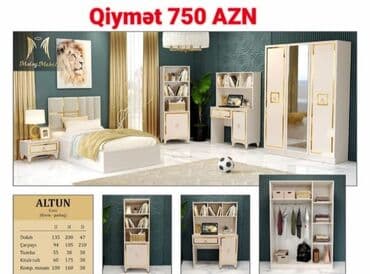 kubik gəncə: Oğlan və qız üçün, Yeni, Təknəfərlik çarpayı, Dolab, Tumba, Yazı masası — 1