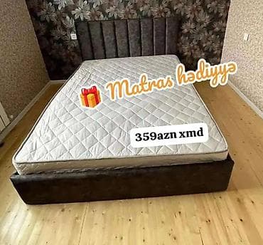 doşəy: Yataq çarpayısı – başlıqla birlikdə - Modern, vertikal panelli yumşaq — 1