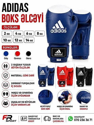 Əlcəklər: 💥 boks əlcəyi, sparing əlcəyi, Adidas elcek ✅ 7/24 əlaqə saxlaya — 1