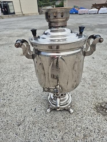 samovar satilir: Klassik metal samovar - Material: parlaq metal gövdə, naxışlı korpus — 1