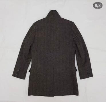 приталенные мужские костюмы: Мужское пальто, 4XL, цвет - Серый — 2