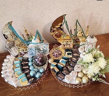 Şamlar: Ramazan temalı hədiyyə səbətləri - Qızılı güzgü effektli dairəvi — 4