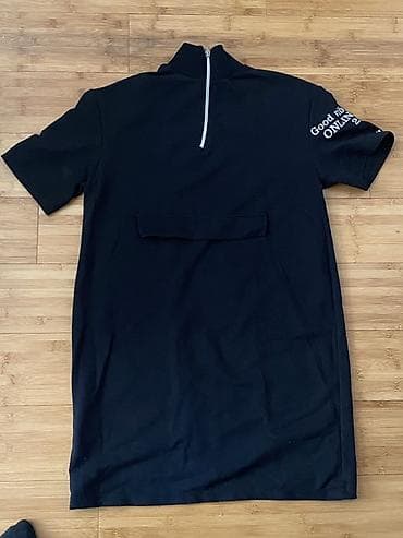 Qara rəngli qısaqollu t-shirt/tunika-stil üst geyim - Rəng: tam qara
