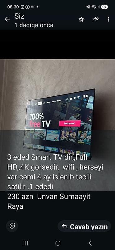смарт тв приставка к телевизору: Smart TV – 3 ədəd - Ekran: Full HD, 4K göstərir - Smart funksiyalar — 1