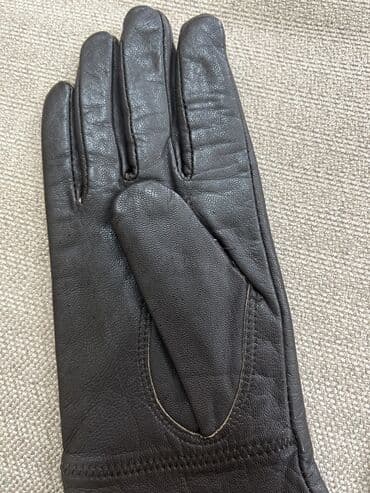 Dəbilqələr: Qehveyi dəri əlcək - Material: yumşaq təbii dəri - Rəng: qara - — 4