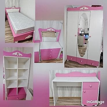 tek termo: Qız üçün, İşlənmiş, 2 təknəfərlik çarpayı, Yazı masası, Dolab — 1