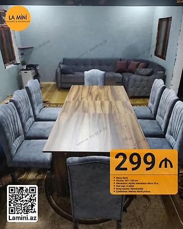 Açılan, Dördbucaq masa, 6 stul