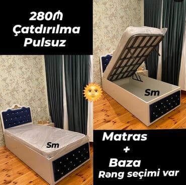 Çarpayılar: Yeni, Təknəfərlik çarpayı, Bazalı, Matras ilə, Siyirməsiz — 1