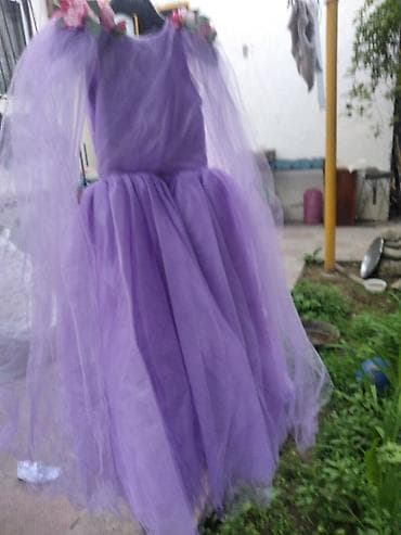 Bənövşəyi rəngli qız uşağı üçün ziyafət/libas - Model: uzun, ətəyi — 2