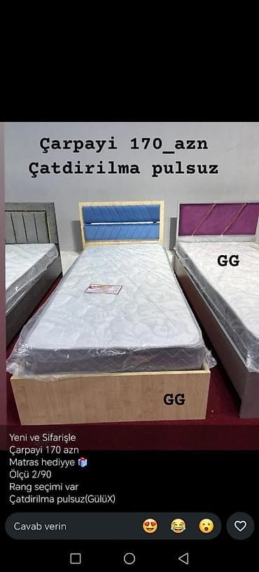 dosekler: Çarpayı – tək nəfərlik model - Qiymət: 170 AZN (1 ədəd) - Ölçü: 90×200 — 4