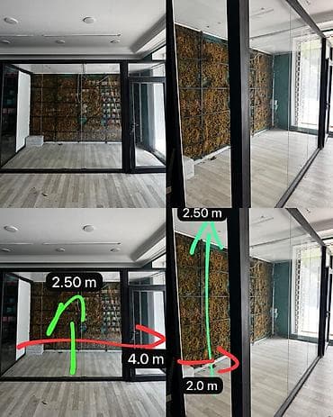 Gül mağazası üçün şüşə vitrin komplekti - Ölçülər: ön tərəf 4.0 m
