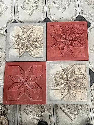 hazır: Dekorativ beton səki daşları – “Ulduz” naxışlı kvadrat plitə - — 1