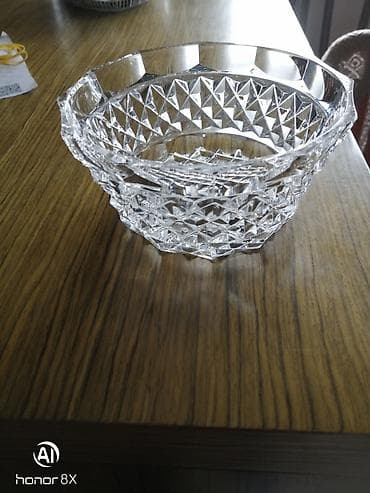 Şüşə (büllur naxışlı) meyvə/şirniyyat qabı - Material: qalın, şəffaf — 1