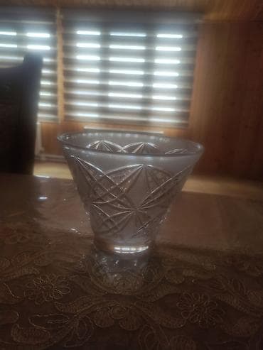 Şüşə kadi/mişar naxışlı meyvə qabı - Material: şəffaf qalın şüşə -