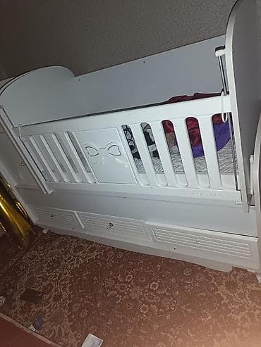matras alti: Aymimi brendinə aid uşaq beşiyi - Rəng: ağ - Material: MDF/taxta — 1