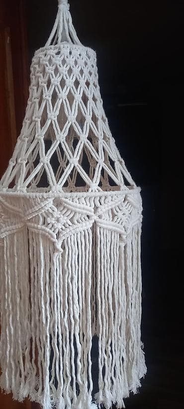 Makrame əl işı abajur/plafon - Material: təbii pambıq məftilsiz