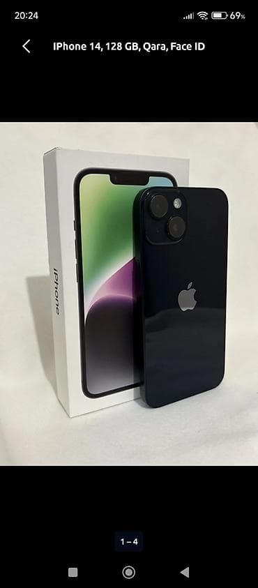 IPhone 14, 128 GB, Qara, Face ID