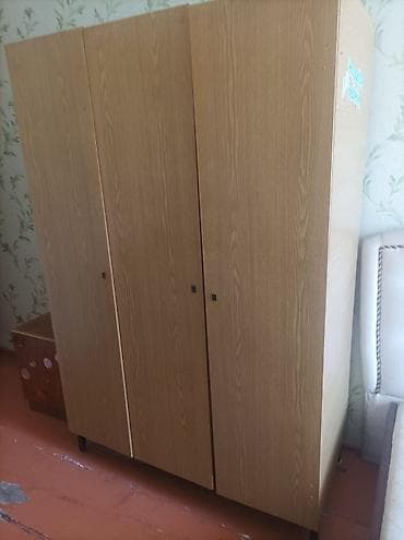Dolablar: İşlənmiş, 3 qapılı, Qəhvəyi, Taxta, Açılan, Düz dolab — 3