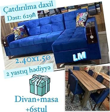 Divan + Masa dəsti Sifarişlə hazırlanır. Dəst şəkildə : 629₼ Divan — 2
