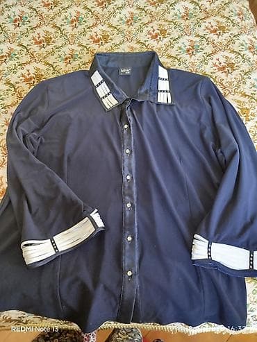 Fellinaz Style qadın köynəyi - Rəng: tünd göy - Model: düyməli