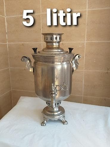 5 litrlik klassik metal samovar - Tutum: 5 litr (şəkildə qeyd olunub) — 1