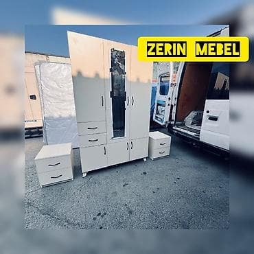 yatag dəsti: Zerin Mebel – Yataq otağı üçün şkaf dəsti - Rəng: açıq krem/ağ - — 1