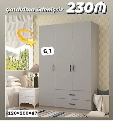 ustular: Üç qapılı geyim dolabı – model G_1 - Ölçülər: 120 × 200 × 47 sm - — 1